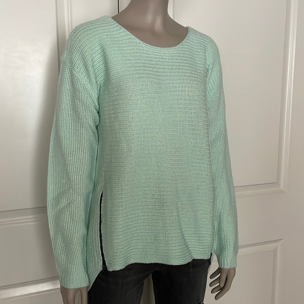 NWT Bar III Tea Green Zipper Accent Oversized Sweater